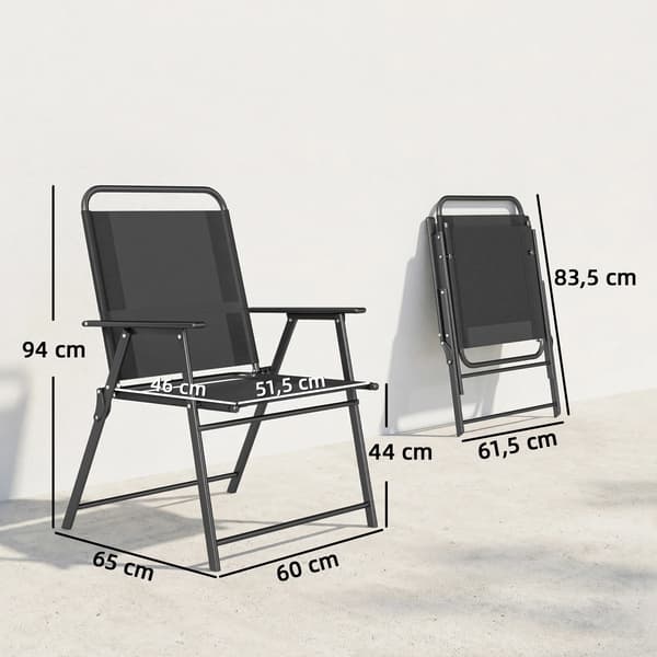Foldbar Campingstol, Høj Ryg Design, Nem at Samle,sort