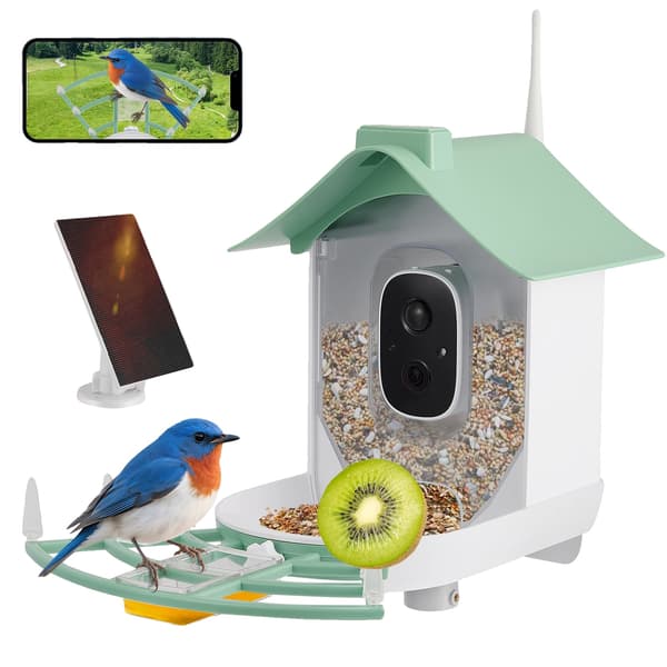 Fuglefoder, AI Fuglegenkendelse, HD Kamera med Nattesyn,grøn