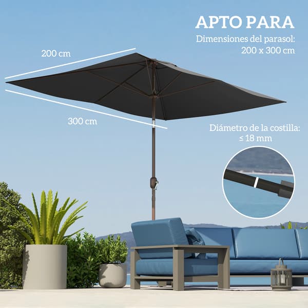Parasol, Ventileret Design, UV Beskyttelse,Mørk Grå