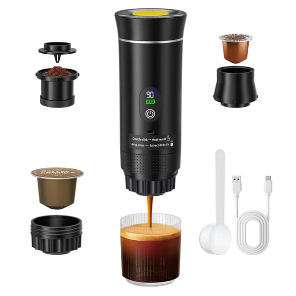 Espresso Kaffemaskine, Bærbart Design, 3-i-1 Brygningsevne,sort