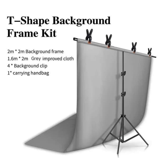 Baggrundsstativ, Justerbart Støttesystem, Fotostudio Kompatibel,2x2M Grå
