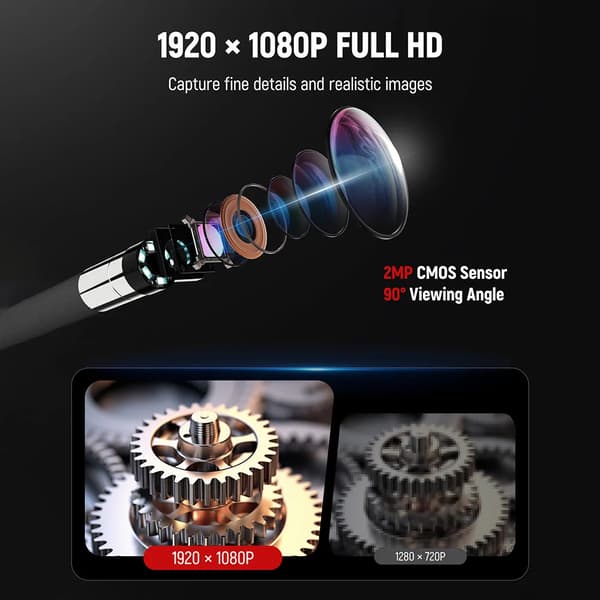Borescope-kamera, 6,5 mm sond, 210° artikulation,KAIWEETS KBA02