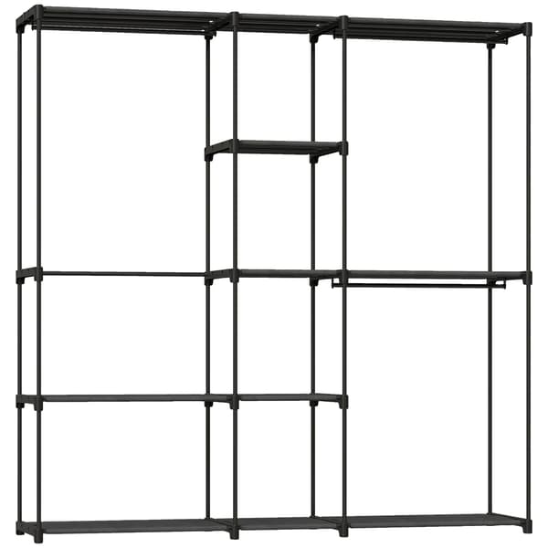 Garderobeorganisator, Rummelig Opbevaring, Robust Metalramme,sort