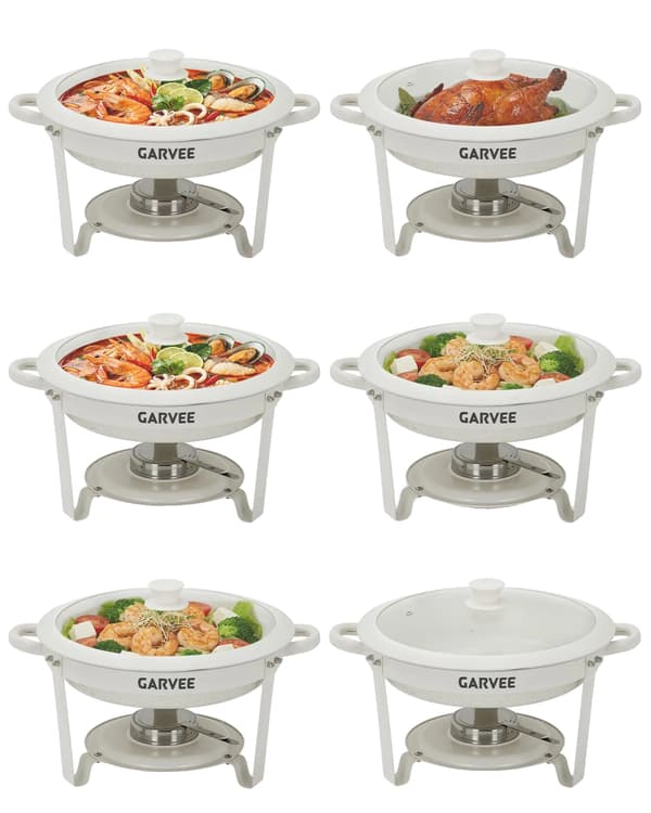 Chafing Dish, Rustfrit Stålramme, Non-Stick Belægning,HVID