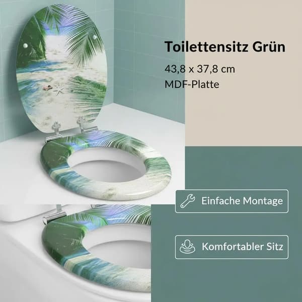 Toalettsitsöverdrag, Mjukstängande Design, Hållbart Akrylmaterial,armégrön