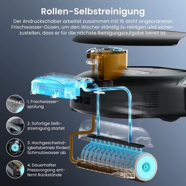Robotstøvsuger, 18000 Pa Sugeevne, Intelligent Moppesystem,M5 Sort