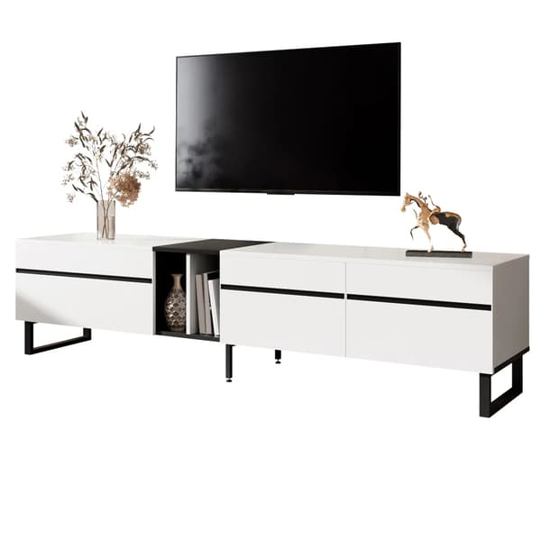 TV-bänk, Modern Design, Mångsidig Förvaring, Vit