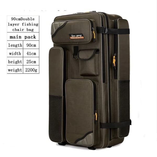 Fisker ryggsäck, 3-lagers förvaring, hållbart oxfordtyg,90cm