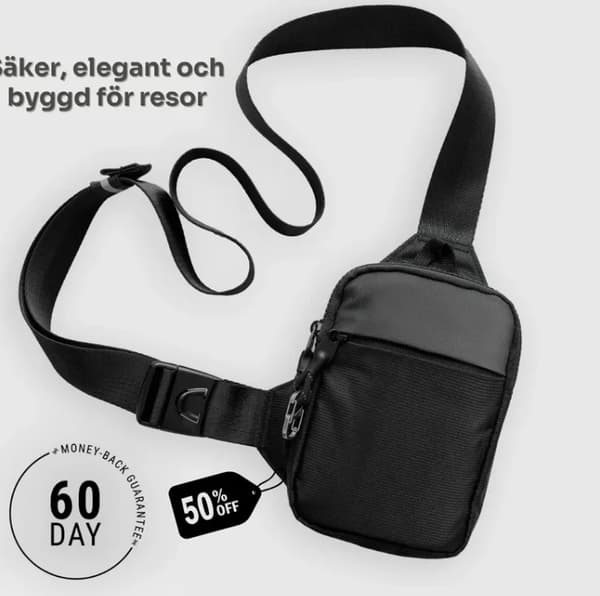 Messenger Bag, Letvægts, RFID Tyverisikring,sort