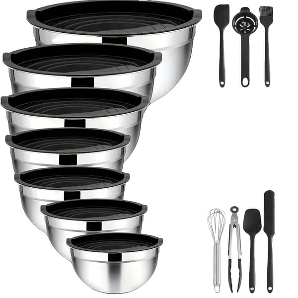 Blandeskåle, Rustfrit Stål, Tåler Opvaskemaskine,14PC