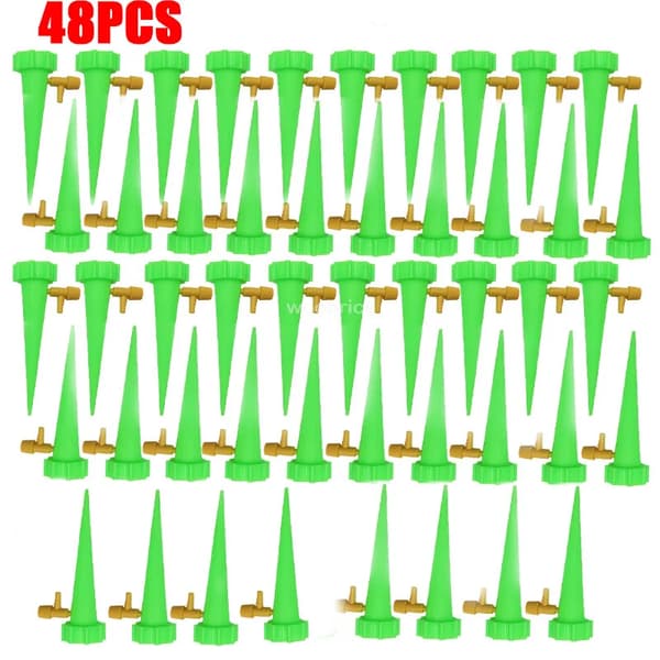 Droppbevattningssystem, Automatisk Vattning, Justerbar Flödeskontroll,48PCS-Grön