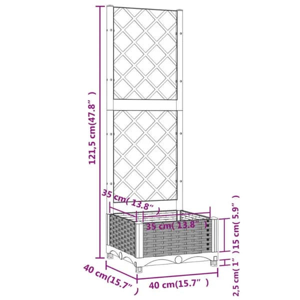 Planter med espalier, moderne design, holdbar trækonstruktion,Chokolade
