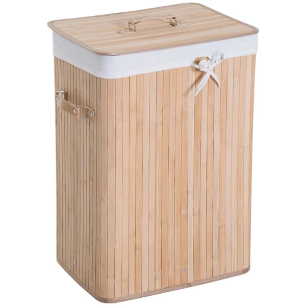 Tvättkorg, Vikbar Design, Bambumaterial, Bambu, 40X30X60Cm