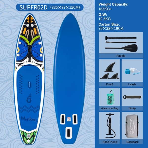 Oppustelig Paddle Board, Holdbart Materiale, Letvægts og Bærbart,SUPFR02D(335*83*15CM)