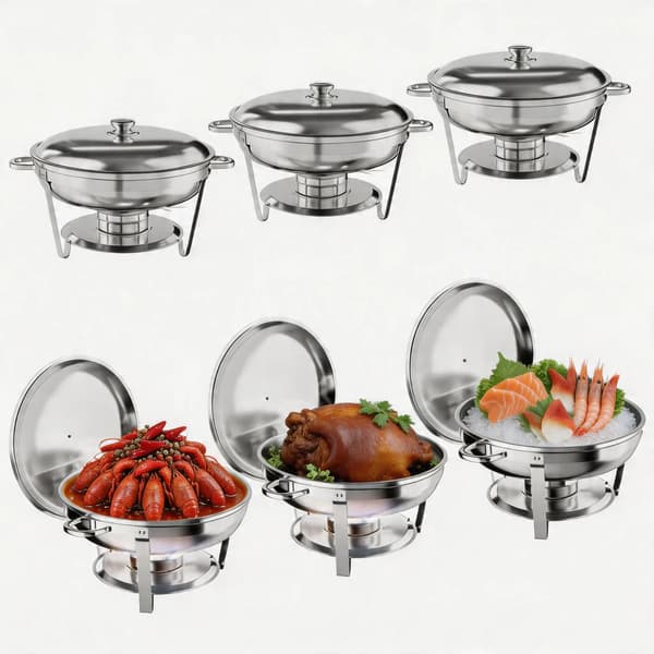 Chafing Dish Sæt, Rustfrit Stål, 4.7L Kapacitet,Seks-delt sæt
