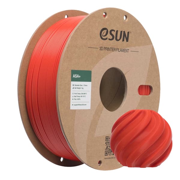 3D-printer filament, ASA+, høj slagmodstand,RØD