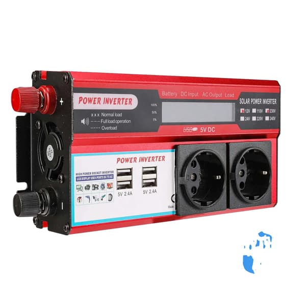 Strömväxlare, 4 USB-portar, LED-display,Röd