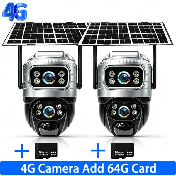 Solkamera, Dobbeltlinse, Farve Natvision,2PCS Tilføj 64G