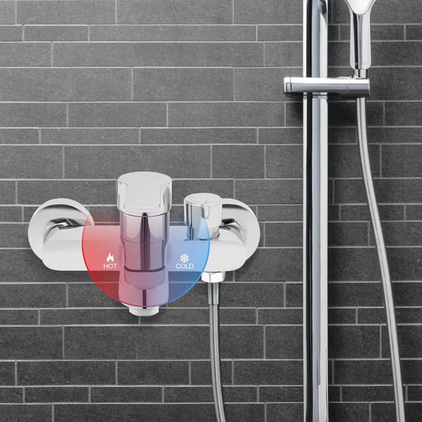 Badekar Vandhane, Vægbeslag Design, Nem Installation,Sølv