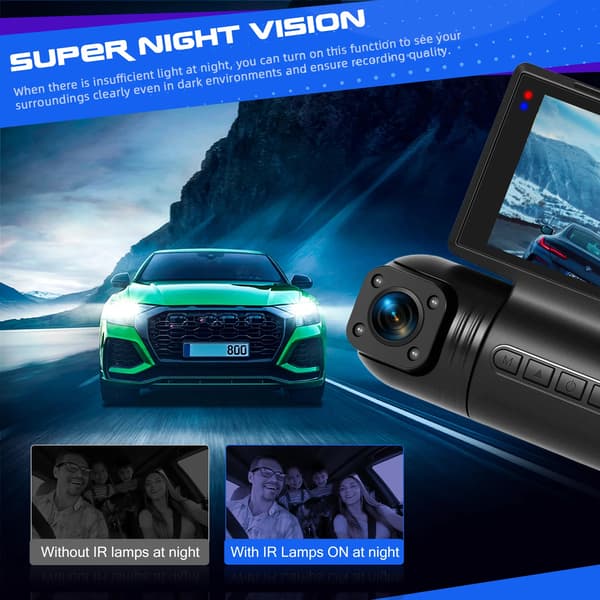 Bil Dash Cam, 2K Opløsning, Wi-Fi Forbindelse,Bil Dash Cam