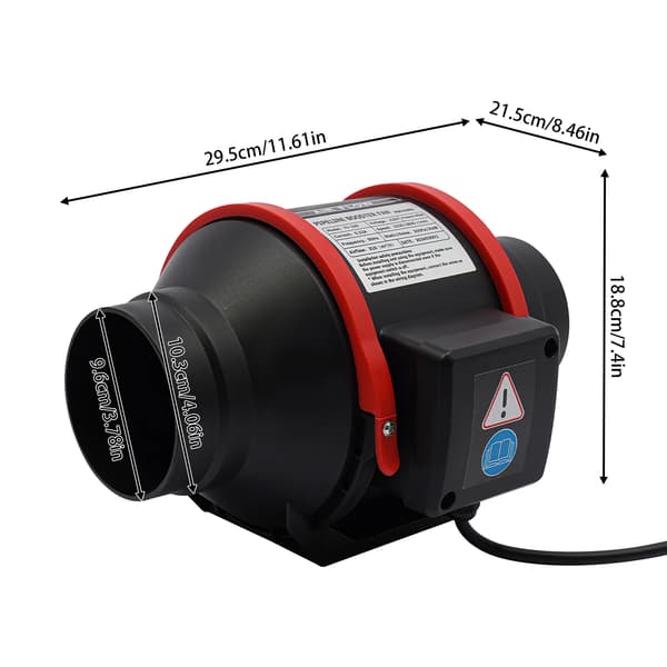 Rörfläkt, Fjärrkontroll, Effektiv Ventilation,svart, EU