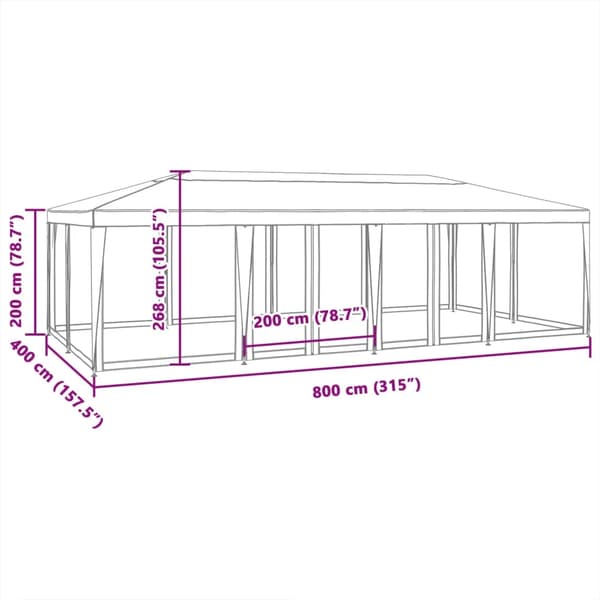 Paviljong, Hållbart Tyg, Stabil Ram,svart