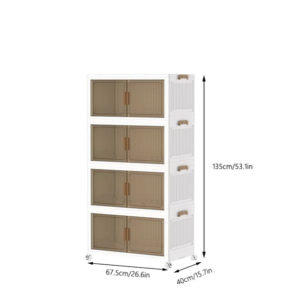 Opbevaringsskab, Foldbart Design, Nem Mobilitet,4 lag