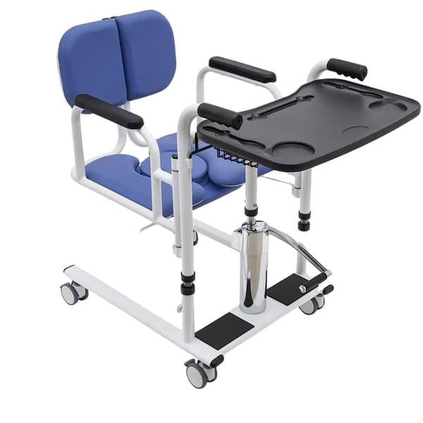 Patient Lift Chair, Hydraulisk Løft, 180° Split Sæde Design,Blå