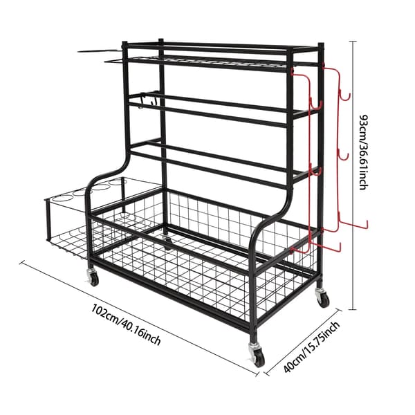 Sportsudstyrsstativ, Holdbart kulstofstål, Pladsbesparende design,sort