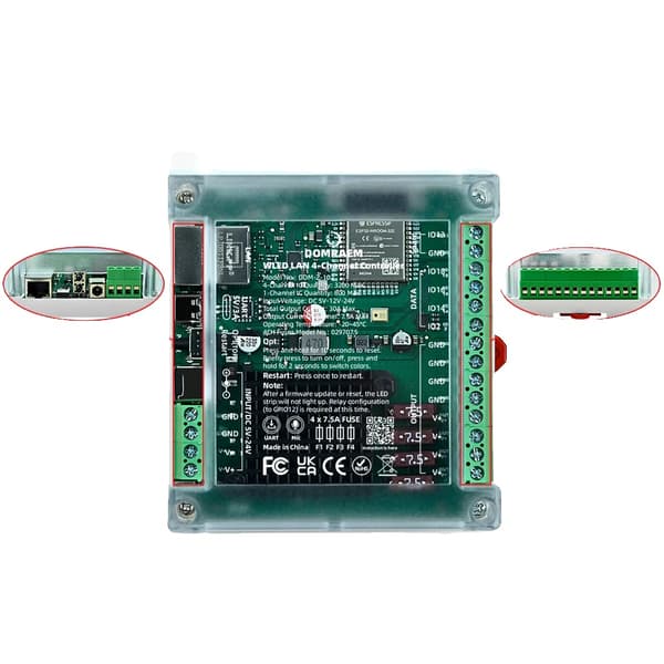 LED-controller, 4 kanaler, fungerer med adresserbare strimler,Ethernet-4CH-30A, 2 års garanti