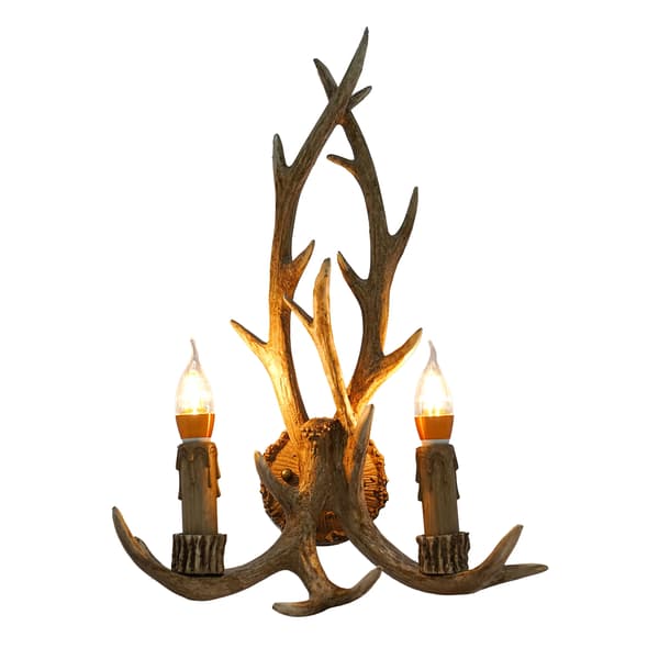 Vägglampa, Horndesign, LED-lampor ingår,Brun