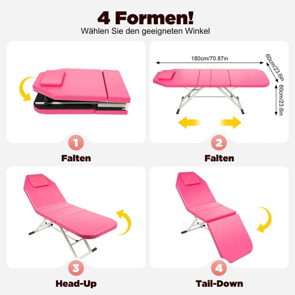 Massagebord, Justerbart Design, Høj Belastningskapacitet,Pink