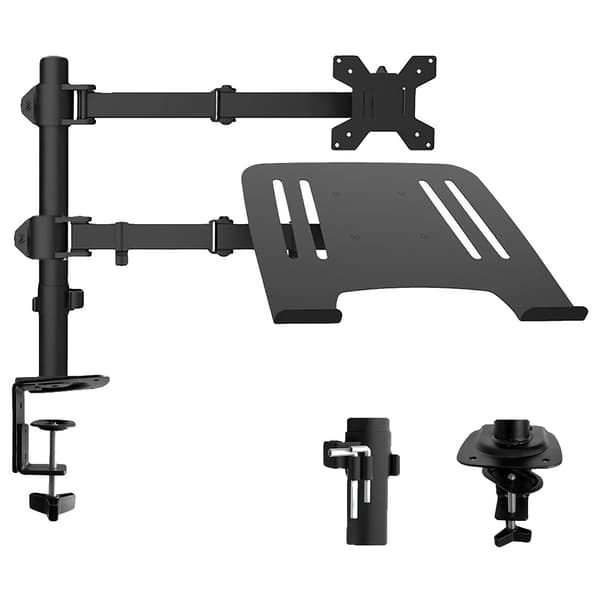 Monitorarm, Justerbar VESA-beslag, Pladsbesparende Design,sort
