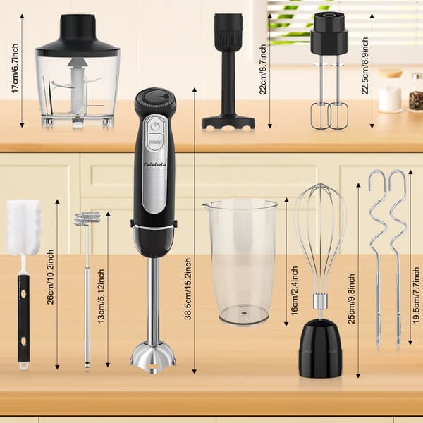 Immersion Håndblender, 21 Hastigheder, Multifunktionelle Vedhæftninger,sort