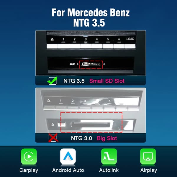 Trådløs CarPlay Android Auto Decoder, Medieafspilning, Kamerastøtte,FOR NTG3.5 Benz