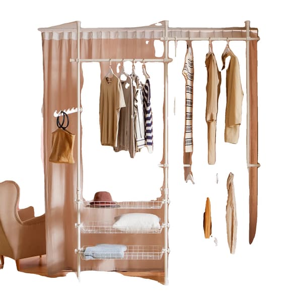 Garderobesystem, Justerbart Design, Nem Montering,HVID