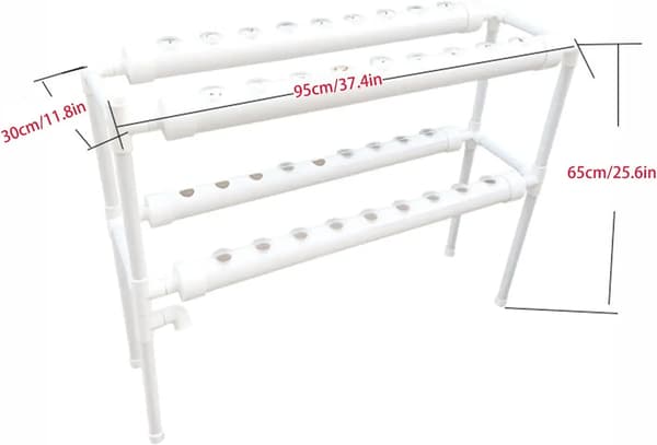 Hydroponiskt växtkit, 2-lagers design, 36 växtplatser,VIT