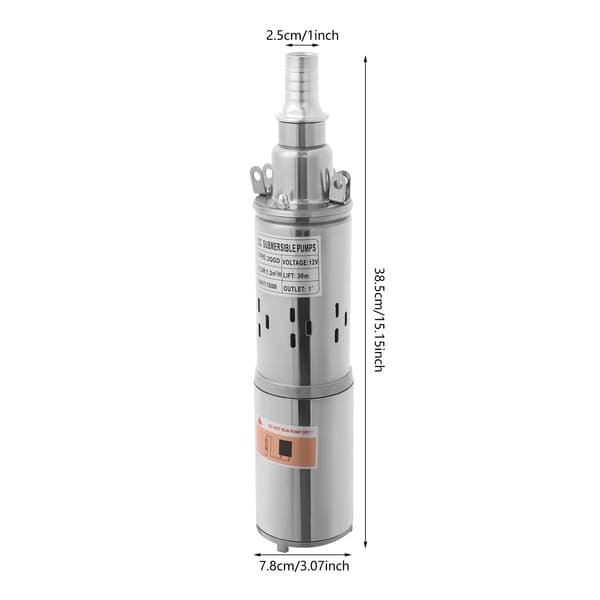 Dränkbar pump, konstruktion i rostfritt stål, effektivt vattenflöde, silver, EU, 12V