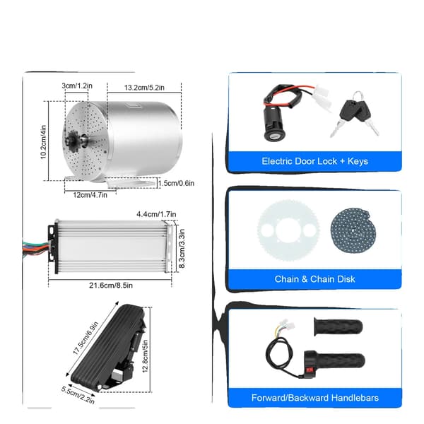 Borstrlös Motor Kit, 3KW Effekt, Hastighetskontrollfunktion,Silverfärgad