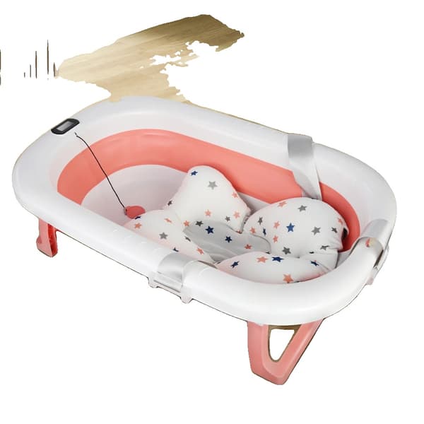 Babybad, Digitalt Termometer, Ergonomisk Design,Pink