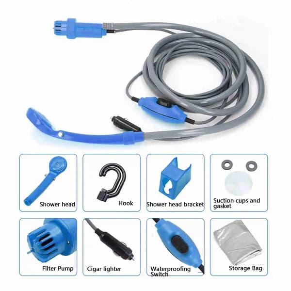 Camping Bruser Kit, Bærbar Design, Fuld Installationspakke,Blå