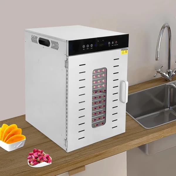 Maddehydrator, Rustfrit Stål, 16 Bakker, 30-90°C Temperaturinterval, 1350W Effekt, 0-24H Timer