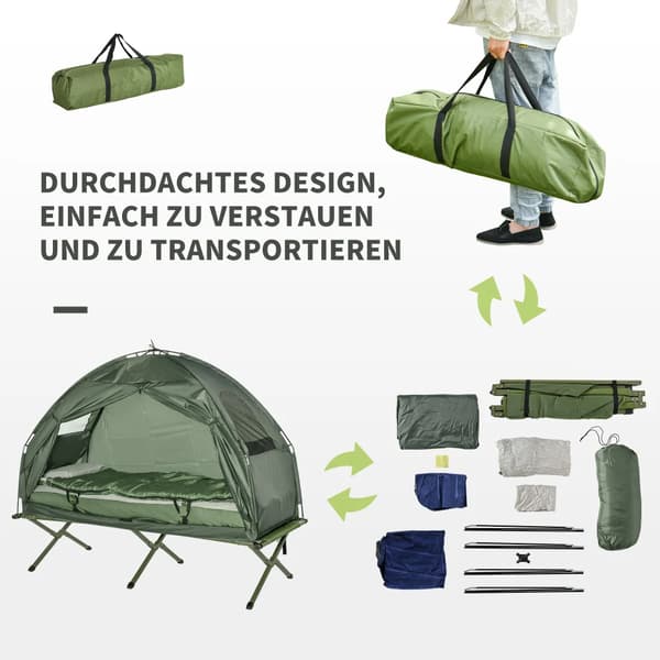 Trekking Telt, Camping Senge Sæt, Sovepose Inkluderet,hær grøn