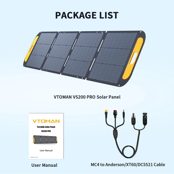 Solpanel Kit, Bärbar Design, Hög Effektivitet,VS200 PRO
