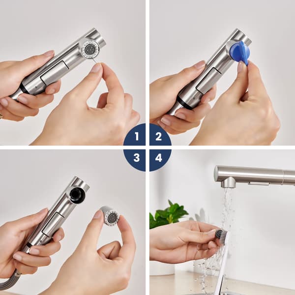 Køkkenvask, Dobbelt Flowtilstande, 360° Drejelig,Krom, G3/8