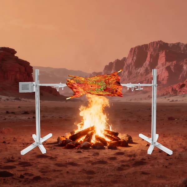 Elektrisk Grill Rack, Justerbar Højde, 360° Rotation,Sølv