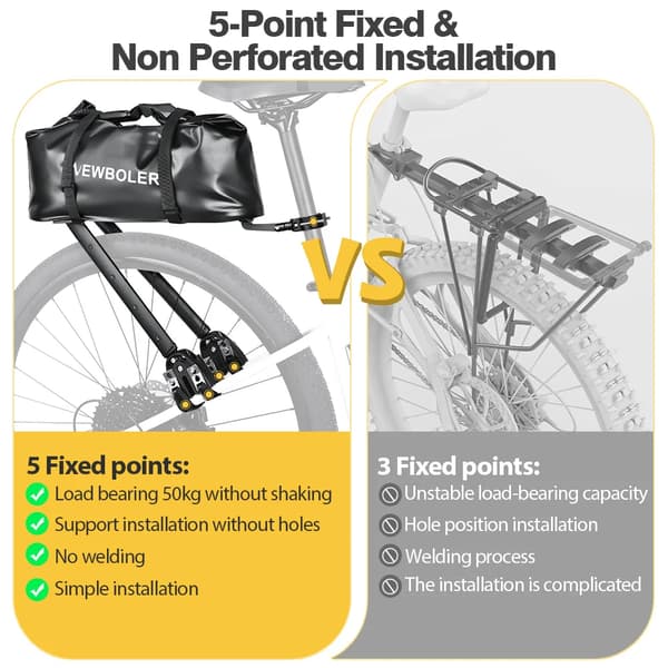 Cykelbagagebærer, Aluminiumlegering, Regntæt Design,sort