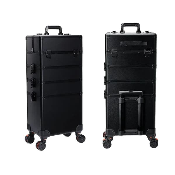 Makeup Trolley Case, Rummelige Rum, Holdbart Metaldesign,914MK-4C-ALL-BLACK