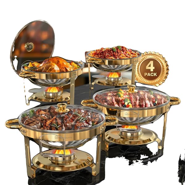 Chafing Dish, Rustfrit Stål, Glaslåg,4PACK