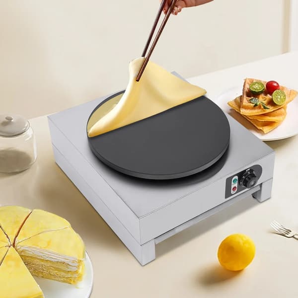 Crepe Maker, 3 kW Effekt, Justerbar Temperatur,sølv